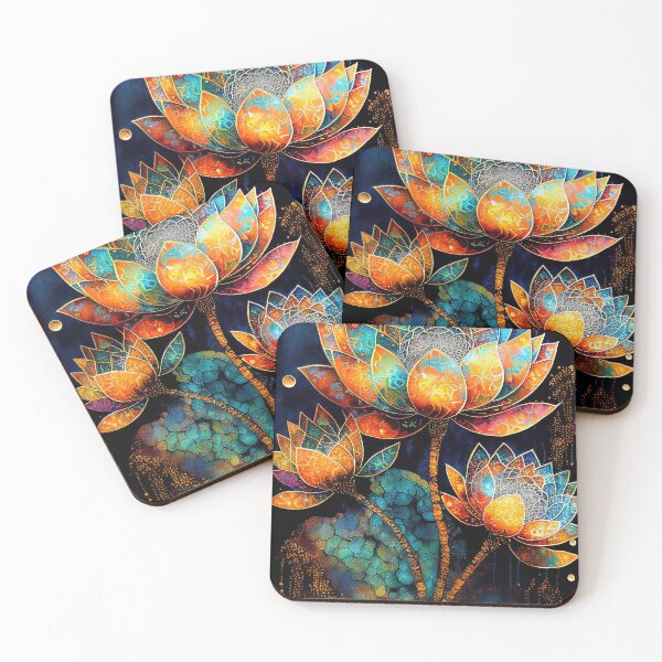 Item preview, A Fusion of Pointillism and Alcohol Ink Painting: Colorful Flowers in Mosaic designed and sold by Piotrek0001.
