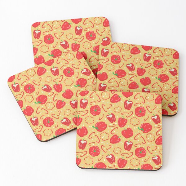 Item preview, Pepperific Fiesta : red peppers, vegetables on a yellow background  designed and sold by EricaHarwig.