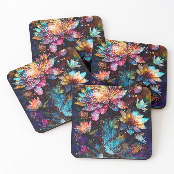 Item preview, A Fusion of Pointillism and Alcohol Ink Painting: Colorful Flowers in Mosaic designed and sold by Piotrek0001.