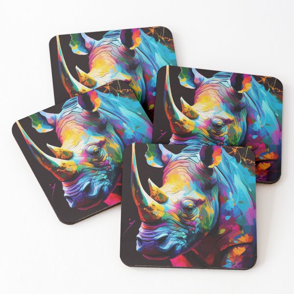Artikelvorschau, Rhino Vibrant Abstract Art | Oil Digital Painting entworfen und verkauft von VividViews.