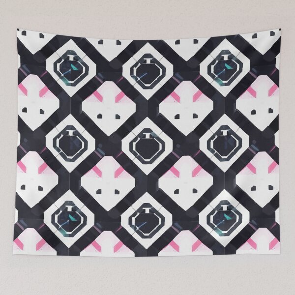 Item preview, Retro Tile Pattern Big Plaid, Black and White with a little light Pink details designed and sold by RetroTile.