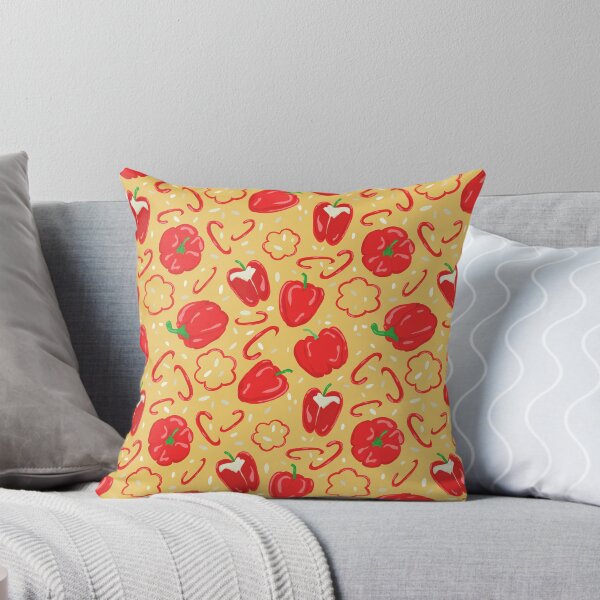 Item preview, Pepperific Fiesta : red peppers, vegetables on a yellow background  designed and sold by EricaHarwig.