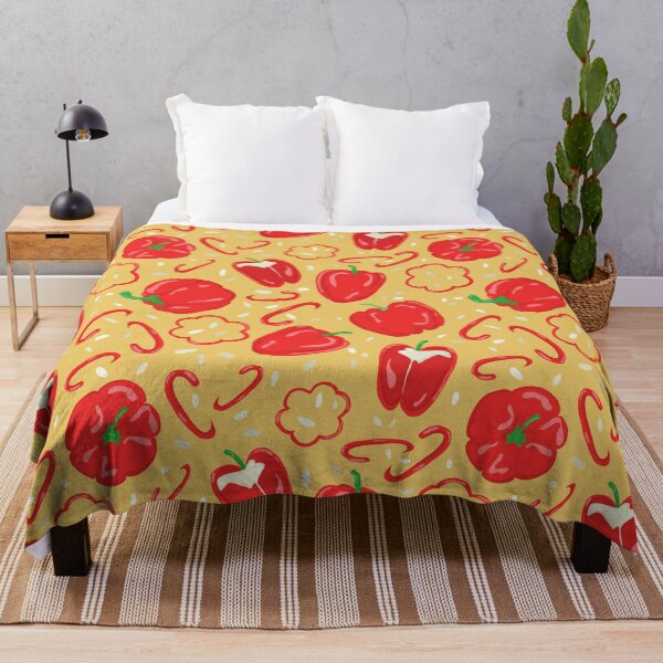 Item preview, Pepperific Fiesta : red peppers, vegetables on a yellow background designed and sold by EricaHarwig.