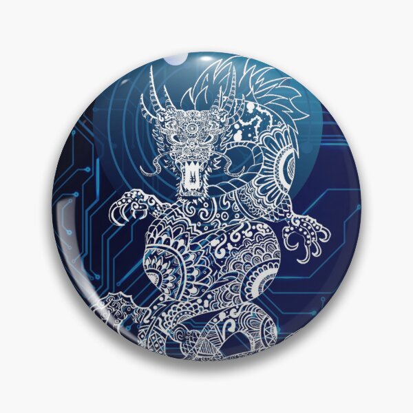 Item preview, Techno White Dragon - Space Dragon - Blue and White Fantasy Chinese Dragon designed and sold by The Red Nox.
