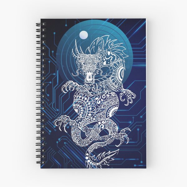 Item preview, Techno White Dragon - Space Dragon - Blue and White Fantasy Chinese Dragon designed and sold by The Red Nox.
