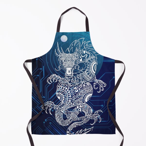 Item preview, Techno White Dragon - Space Dragon - Blue and White Fantasy Chinese Dragon designed and sold by The Red Nox.