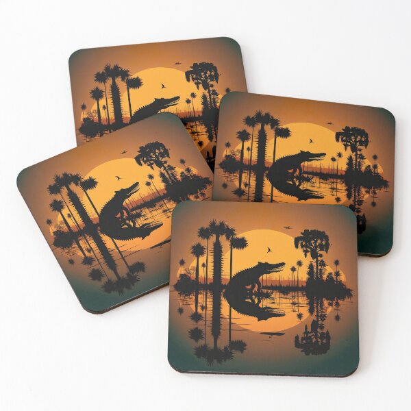 Item preview, Silhouette with alligator - swamp landscape designed and sold by Globuwear.