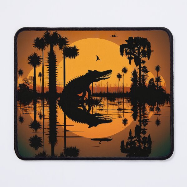 Item preview, Silhouette with alligator - swamp landscape designed and sold by Globuwear.