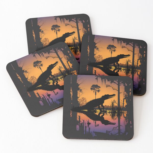 Item preview, Silhouette with alligator - swamp landscape designed and sold by Globuwear.
