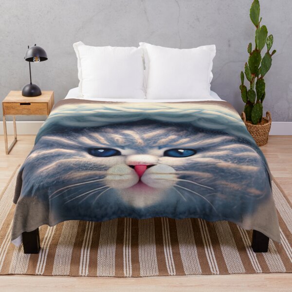 Item preview, Throw Pillow With Cute Cuddly Kitten Dressed In Cozy Winter Gear designed and sold by Sowari-Pillows.