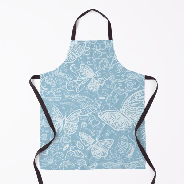 Item preview, Fluttering Beauty: White Butterfly Outlines on a Blue Background designed and sold by Timothy Redman.