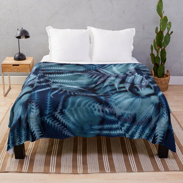 Item preview, Forest Dreaming fern deep rainforest jungle cyanotype art designed and sold by Blue Bower Art.