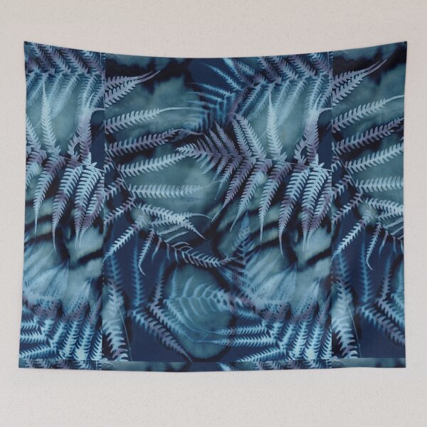 Item preview, Forest Dreaming fern deep rainforest jungle cyanotype art designed and sold by Blue Bower Art.