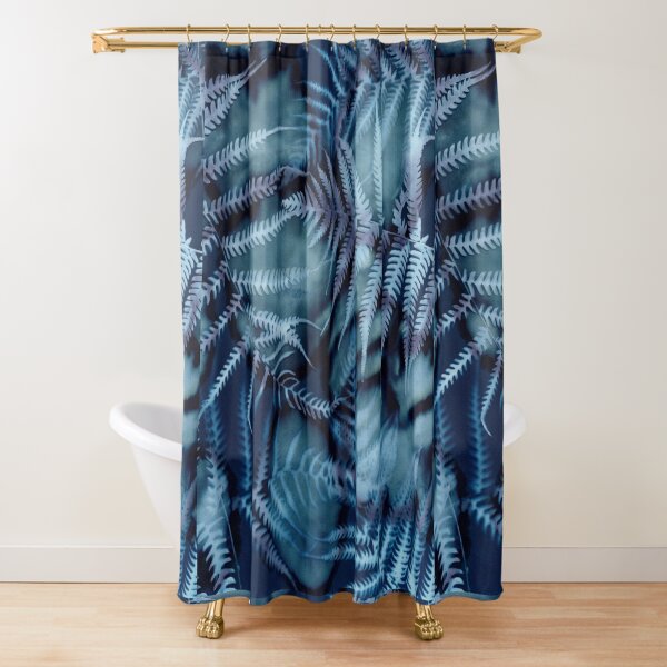 Item preview, Forest Dreaming fern deep rainforest jungle cyanotype art designed and sold by Blue Bower Art.