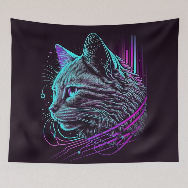 Item preview, Retrowave cat vintage neon Old school cat designed and sold by MDCGraphics.