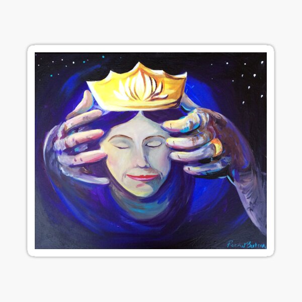 Jesus placing a crown on a womans head Sticker