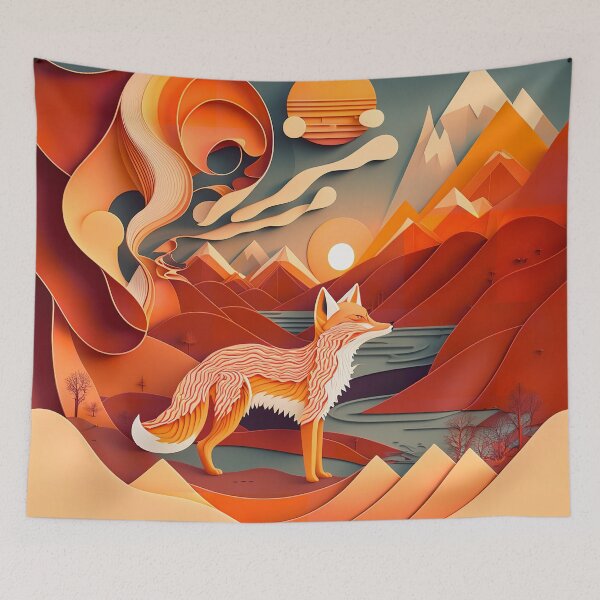 Item preview, Enchanting Fox Cutout in a Beautifully Detailed Abstract Natural Environment designed and sold by CraftyGoodGhost.