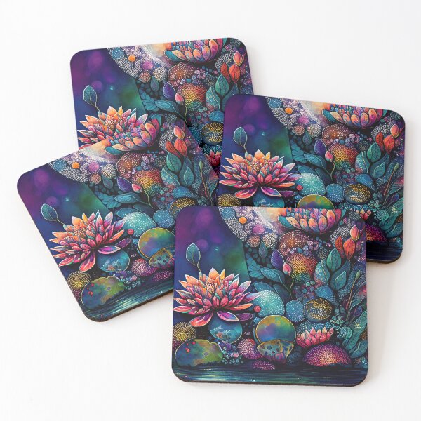 Item preview, A Fusion of Pointillism and Alcohol Ink Painting: Colorful Flowers in Mosaic designed and sold by Piotrek0001.