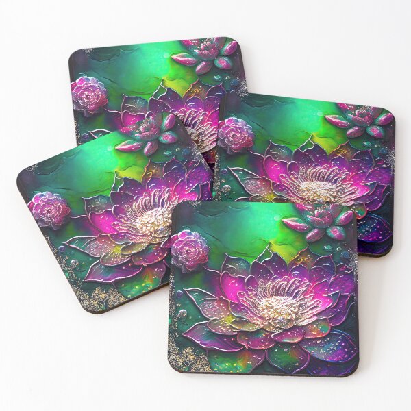 Item preview, A Fusion of Pointillism and Alcohol Ink Painting: Colorful Flowers in Mosaic designed and sold by Piotrek0001.