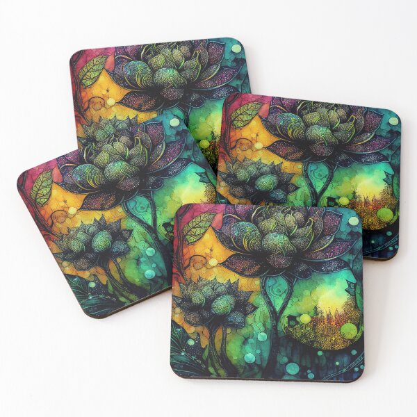 Item preview, A Fusion of Pointillism and Alcohol Ink Painting: Colorful Flowers in Mosaic designed and sold by Piotrek0001.