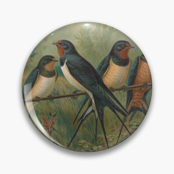 Item preview, Vintage Painting of Swalows - 1905 designed and sold by w-world-life-co.