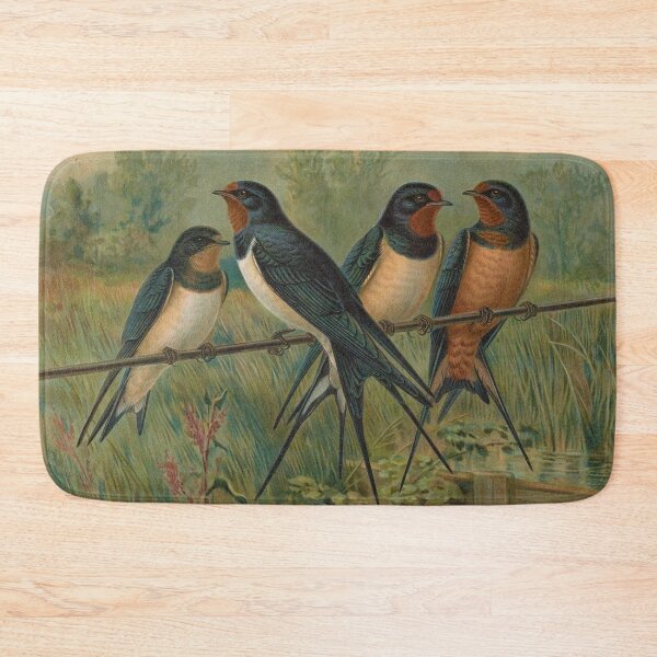 Item preview, Vintage Painting of Swalows - 1905 designed and sold by w-world-life-co.