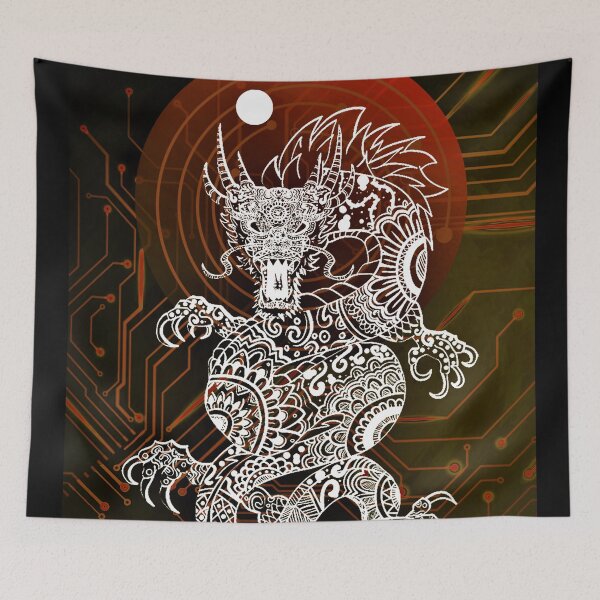 Item preview, White Dragon - Fantasy Space Dragon - Red Chinese Dragon designed and sold by The Red Nox.