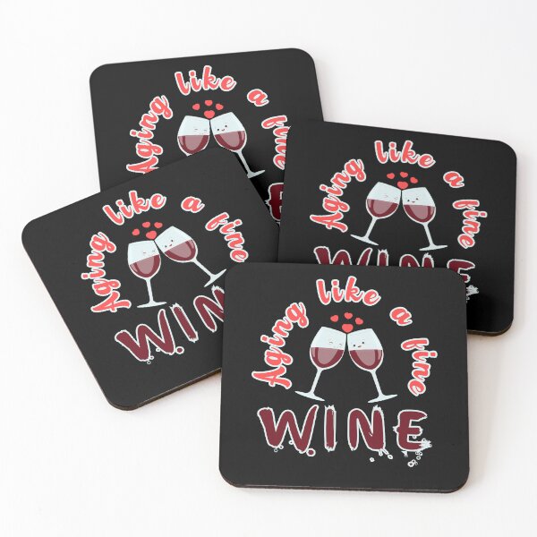 Item preview, Aging like a fine wine, cute two glasses with wine close to each other with hearts above designed and sold by Drzamag.