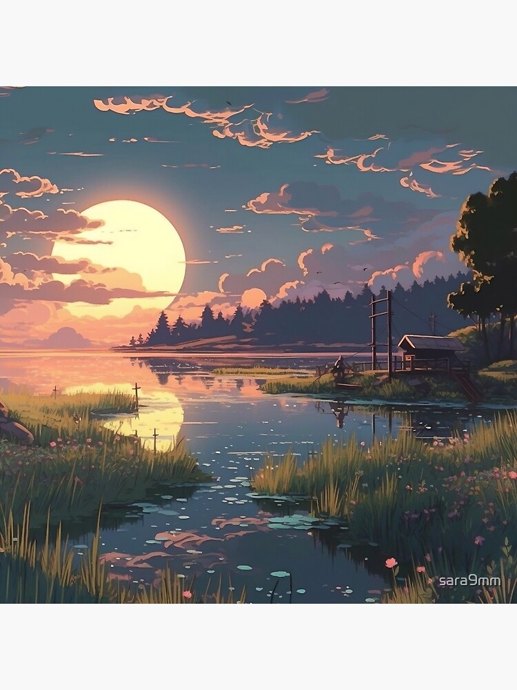 Beautiful Anime Sunet Scenery Lake Sky Reflection 4K Wallpaper #6.1298