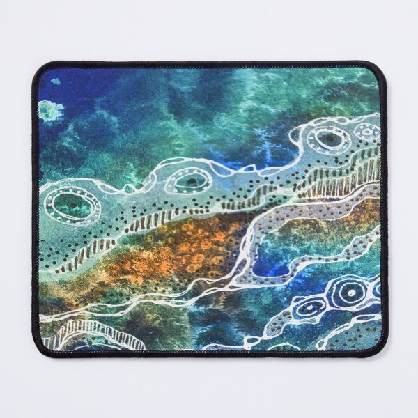 Item preview, Turquoise and Gold Abstract Landscape designed and sold by heartsake.