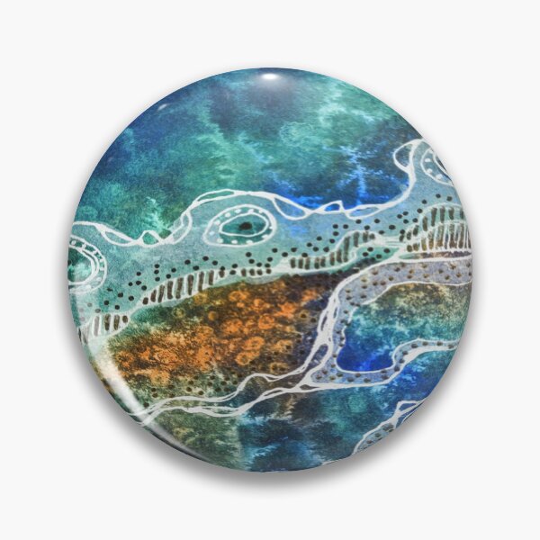 Item preview, Turquoise and Gold Abstract Landscape designed and sold by heartsake.