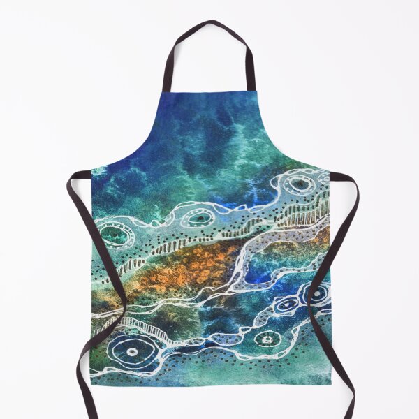 Item preview, Turquoise and Gold Abstract Landscape designed and sold by heartsake.
