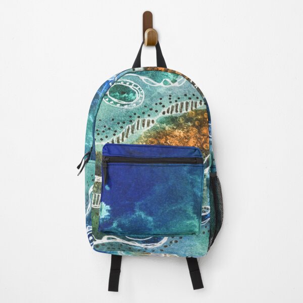 Item preview, Turquoise and Gold Abstract Landscape designed and sold by heartsake.