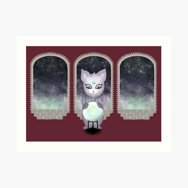Mystic Miku | Crystal Ball & Zodiac | Wine Red Art Print