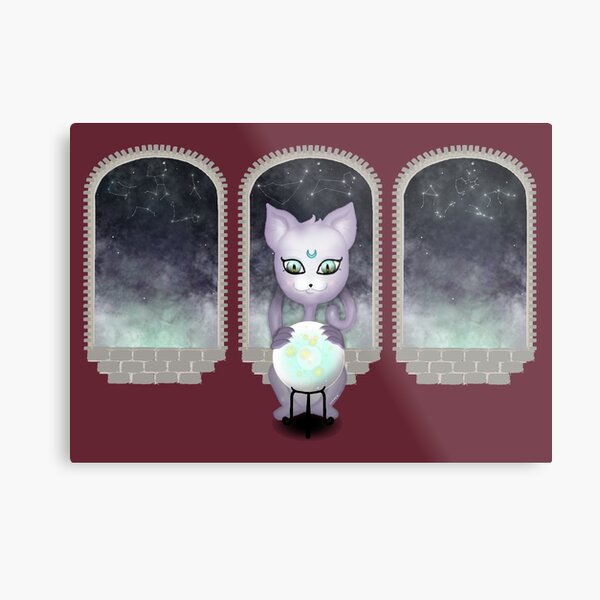 Mystic Miku | Crystal Ball & Zodiac | Wine Red Metal Print