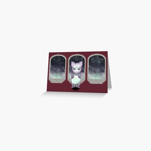 Mystic Miku | Crystal Ball & Zodiac | Wine Red Greeting Card