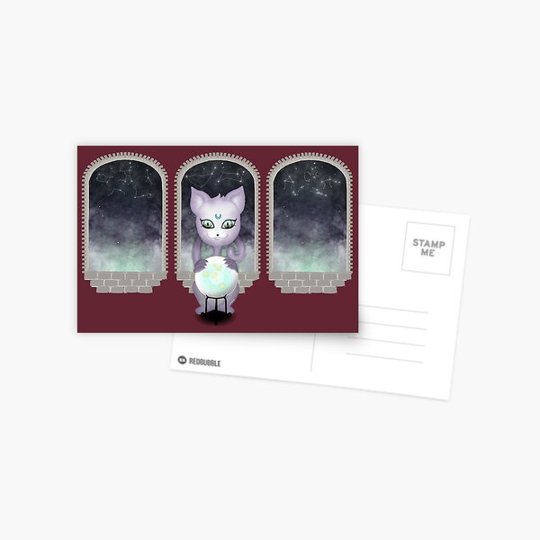 Mystic Miku | Crystal Ball & Zodiac | Wine Red Postcard