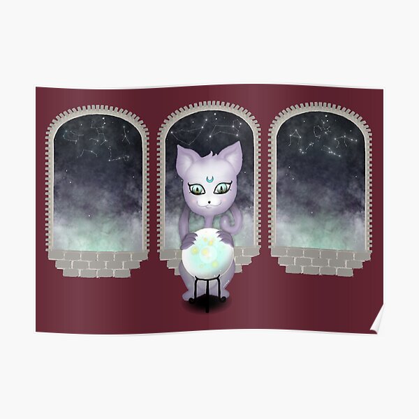 Mystic Miku | Crystal Ball & Zodiac | Wine Red Poster