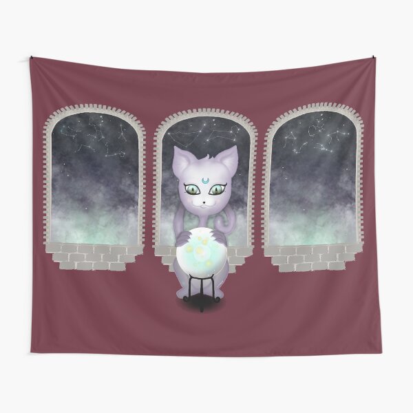 Mystic Miku | Crystal Ball & Zodiac | Wine Red Tapestry