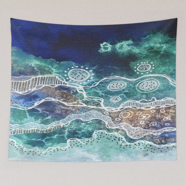 Item preview, Painted Blue Watercolor Abstract Ocean designed and sold by heartsake.