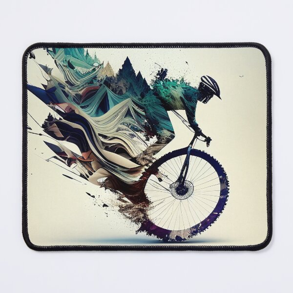 Item preview, abstract mountain bike art, mountain bike wall art, mountain bike forest art designed and sold by ArtVilleStore.