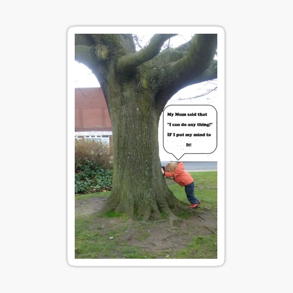 Volksbolts/KABFA Designs, (PLNB) Bargee Boy(s) "Boy trying to push over a tree" Sticker