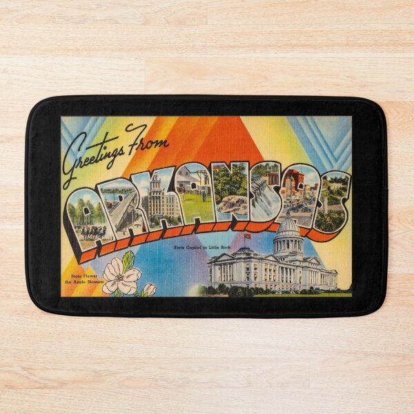 Item preview, Greetings from Arkansas. This digitally restored 1930's era vintage postcard is perfect gift for the Arkansas AR lover and features many historic landmarks. designed and sold by BBTravels.