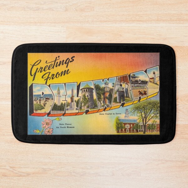 Item preview, Greetings from Deleware. This digitally restored 1930's era vintage postcard is perfect gift for the Deleware DE lover and features many historic landmarks designed and sold by BBTravels.