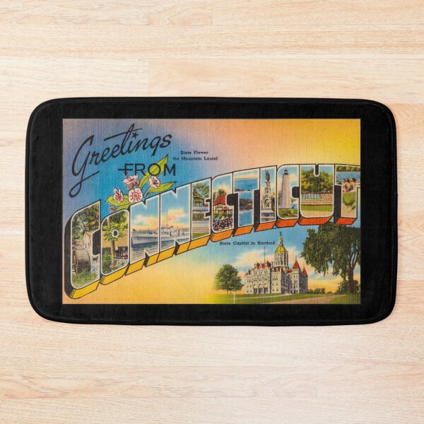 Item preview, Greetings from Connecticut. This digitally restored 1930's era vintage postcard is perfect gift for the Connecticut CT lover and features many historic landmarks designed and sold by BBTravels.