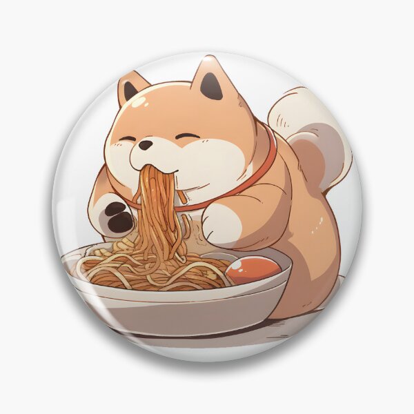 Item preview, Shiba Inu Dog eating Ramen funny cute sticker designed and sold by Jon-Bear.