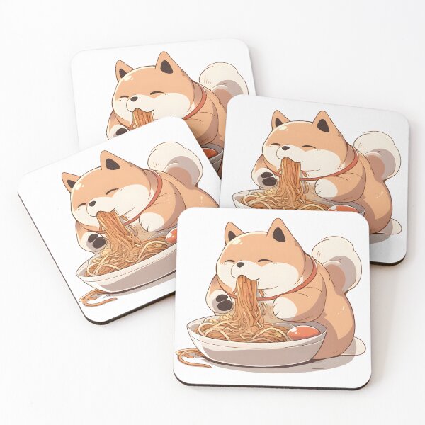 Item preview, Shiba Inu Dog eating Ramen funny cute sticker designed and sold by Jon-Bear.