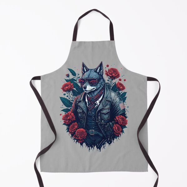 Item preview, Vintage Patriotic Biker Wolf, Floral Drip Art Illustration designed and sold by Itaya Art.