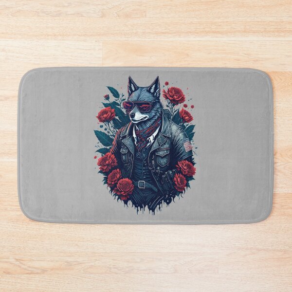 Item preview, Vintage Patriotic Biker Wolf, Floral Drip Art Illustration designed and sold by Itaya Art.