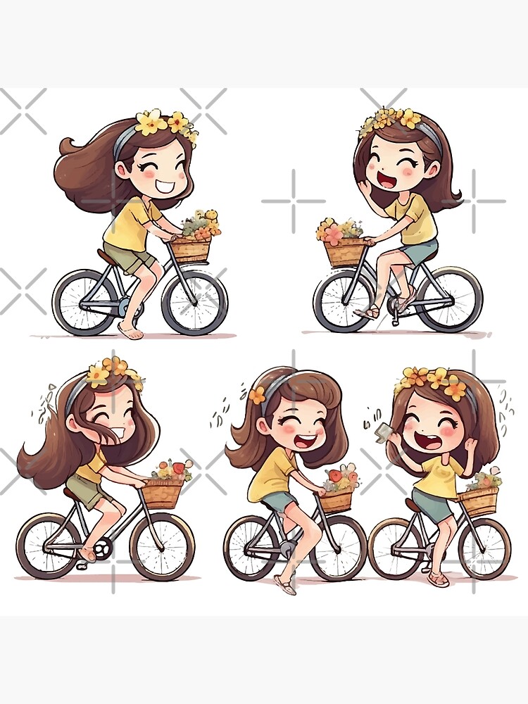 Dibujo de una niña montando bicicleta hot sale